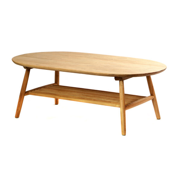 שולחן אובלי מעץ מלא בגוון טבעי